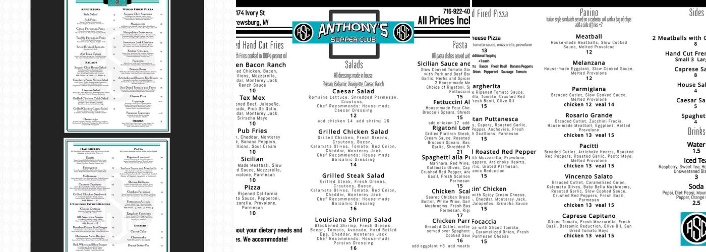 Anthony’s Supper Club Menu
