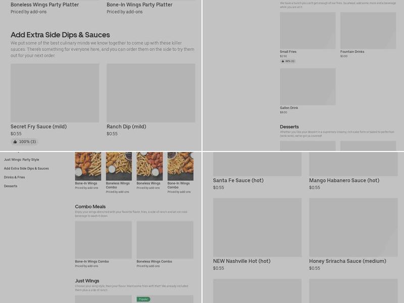 It's Just Wings Menu