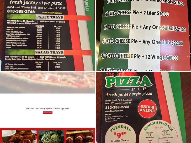 The Pizza Pie Menu
