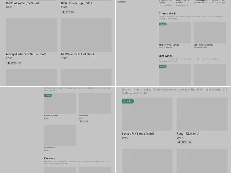 It's Just Wings Menu