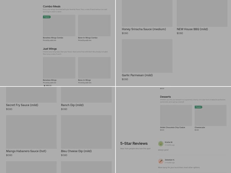 It's Just Wings Menu