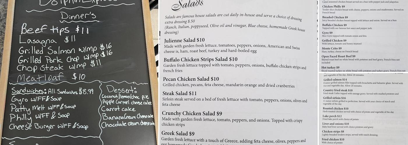 Dolphin Express Menu