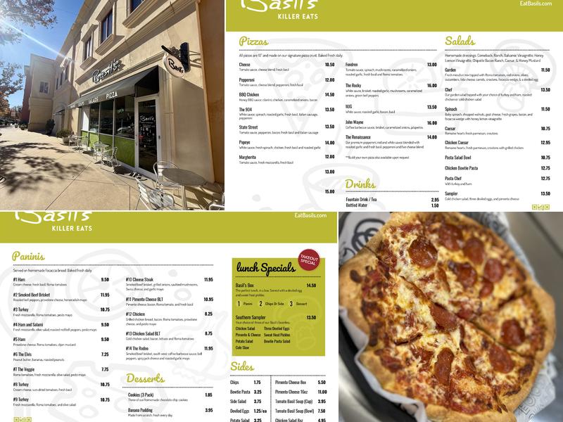 Basil's Renaissance Menu