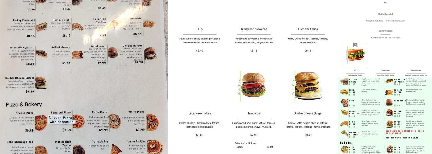 Centregreen Café Menu