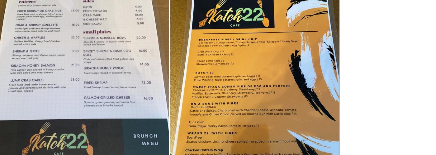 Katch 22 Cafe Menu