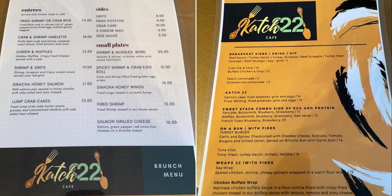 Katch 22 Cafe Menu