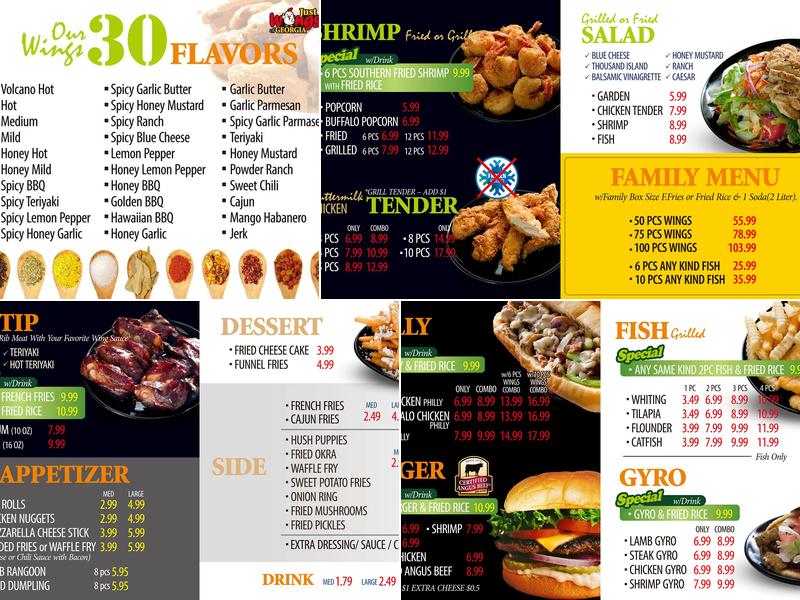 It's Just Wings Menu