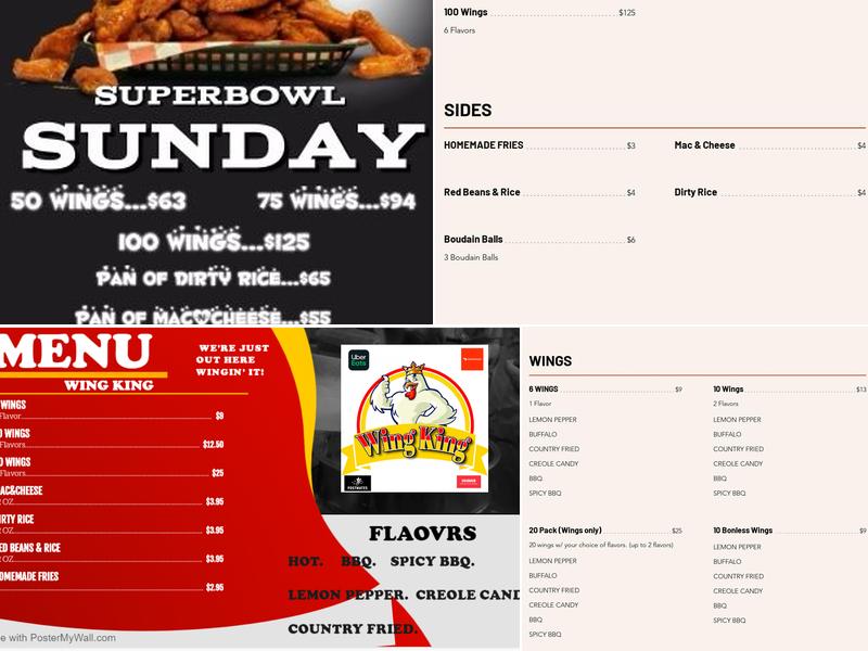 Wing King Menu