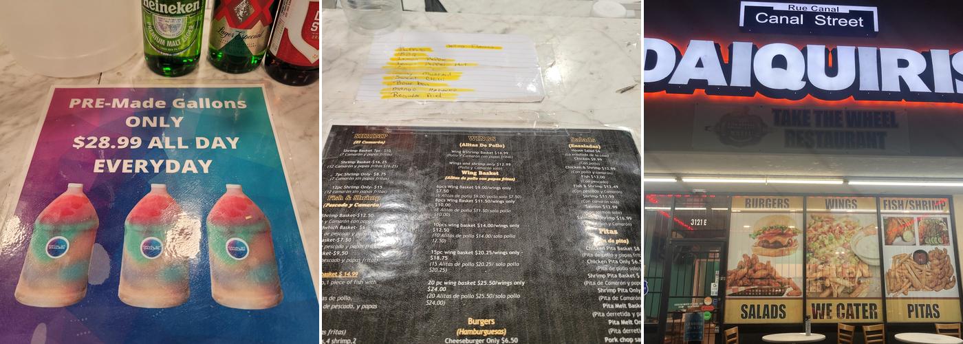 Canal St. Daiquiris Menu