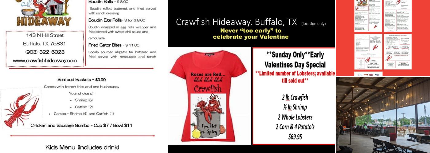 Crawfish Hideaway Menu