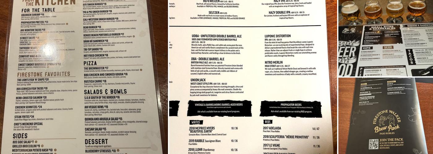 Firestone Walker Brewing Company Menu