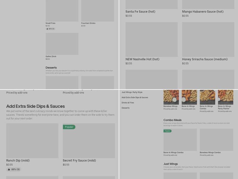 It's Just Wings Menu