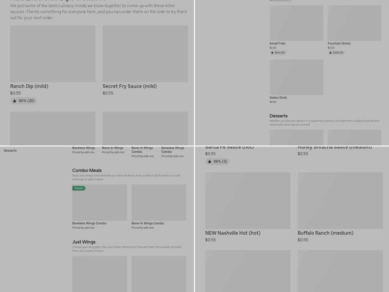 It's Just Wings Menu