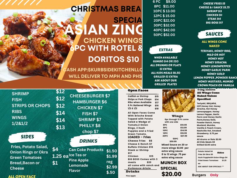 kurbside kitchen LLC Menu