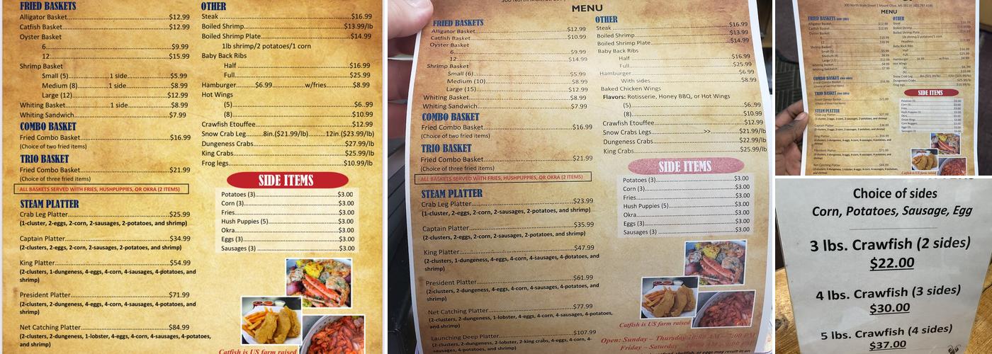 MOM's Seafood and Steak Menu