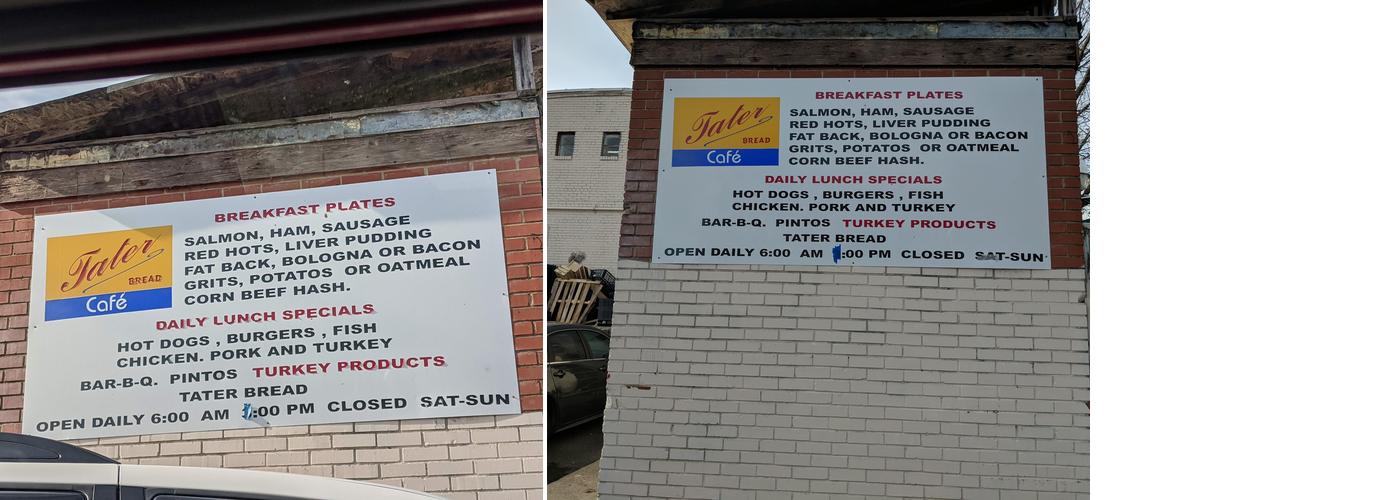 Tater Bread Cafe Menu