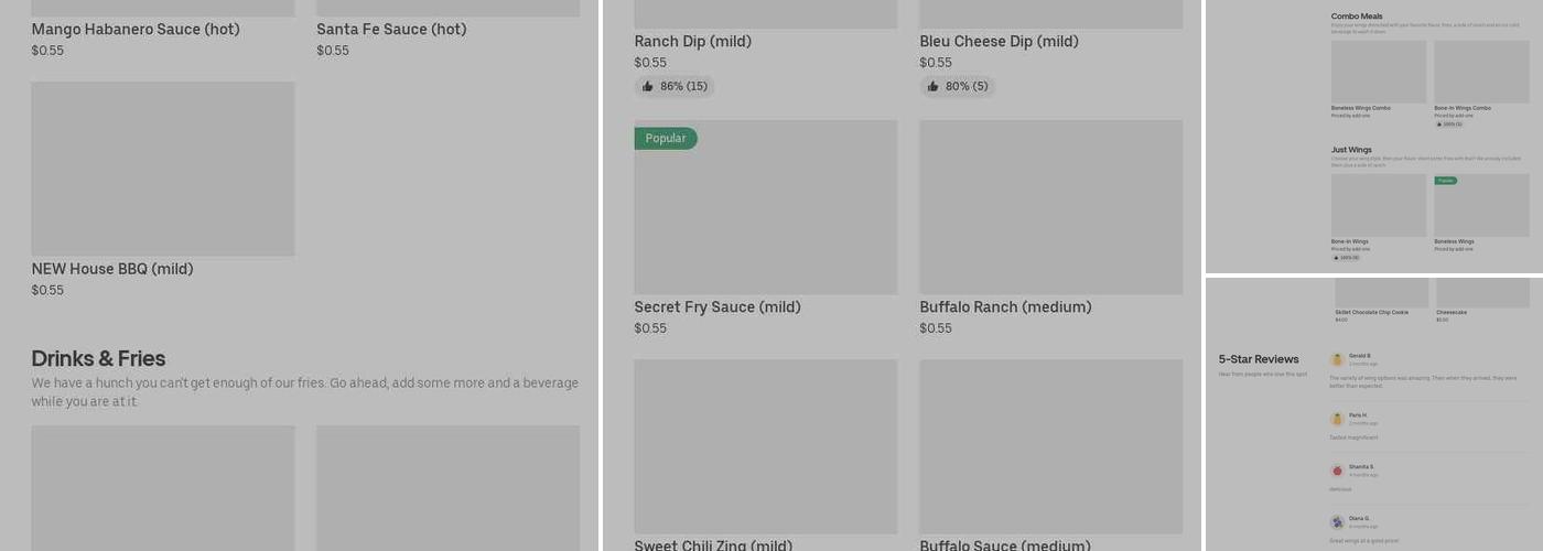 It's Just Wings Menu