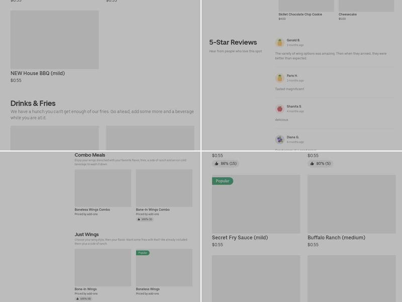 It's Just Wings Menu