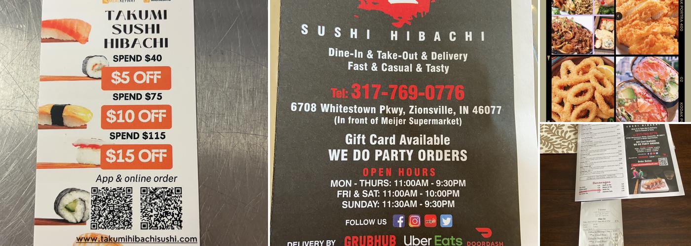Takumi Sushi and Hibachi Menu