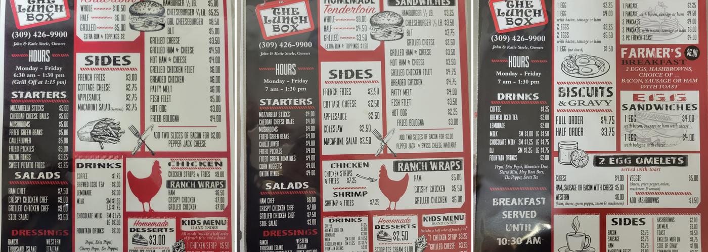 Lunch Box Menu