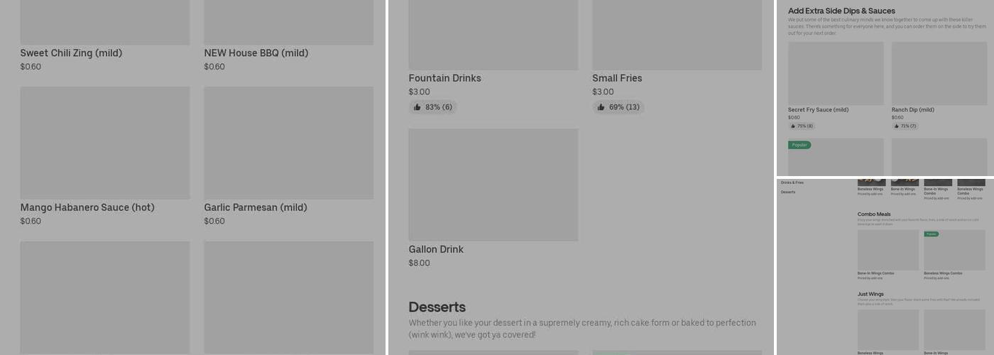 It's Just Wings Menu