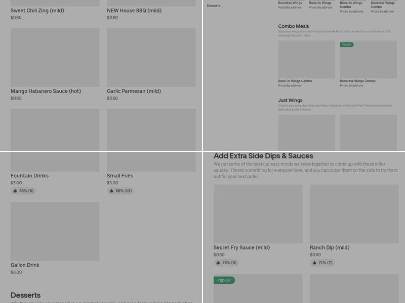 It's Just Wings Menu