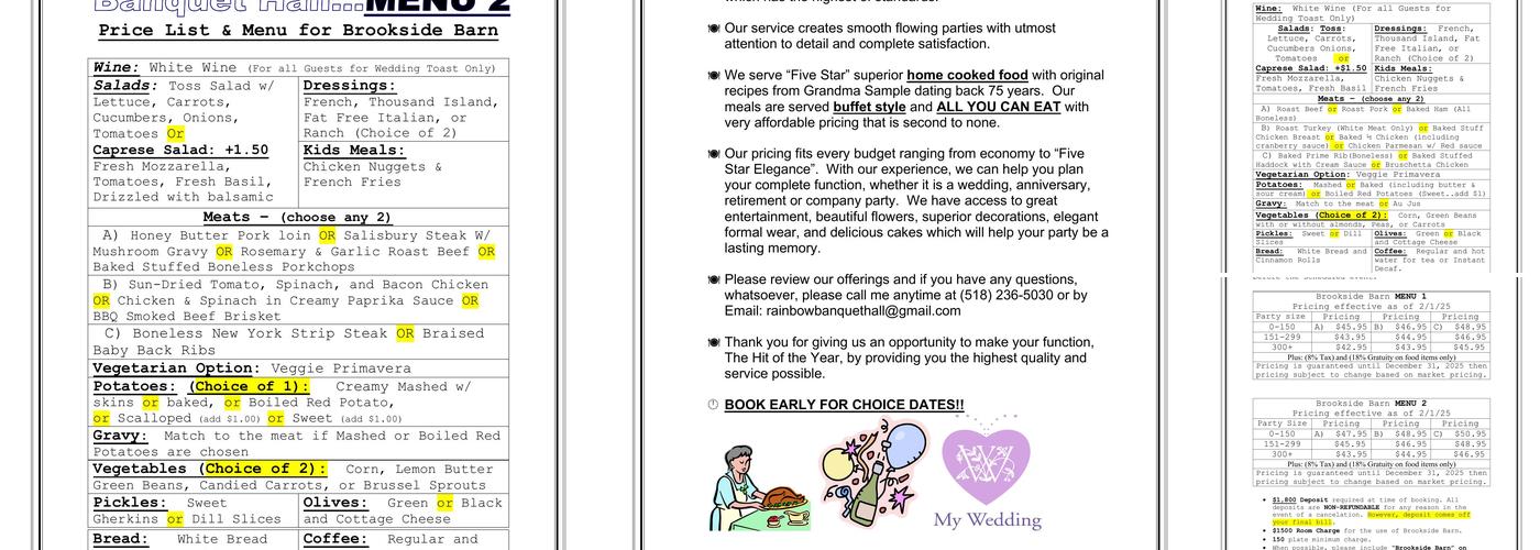Brookside Barn Menu