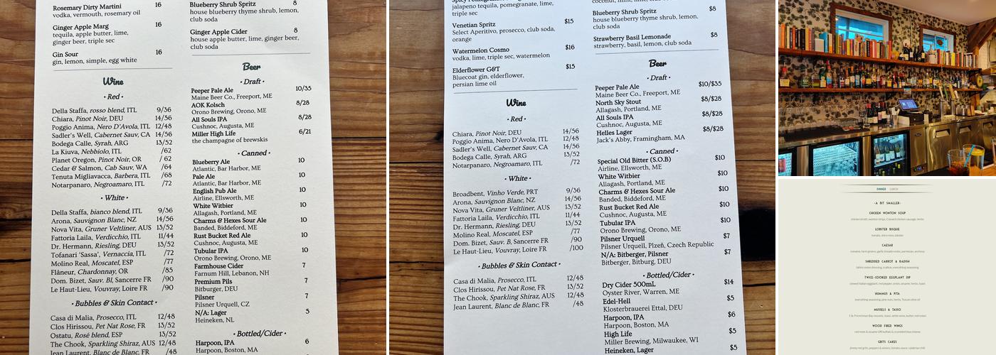 Harbor Table Menu