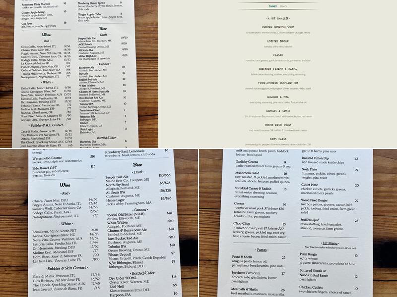 Harbor Table Menu