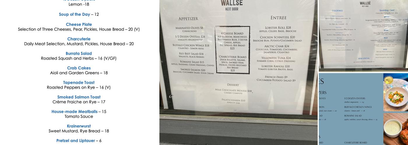 Wallsé Next Door Menu