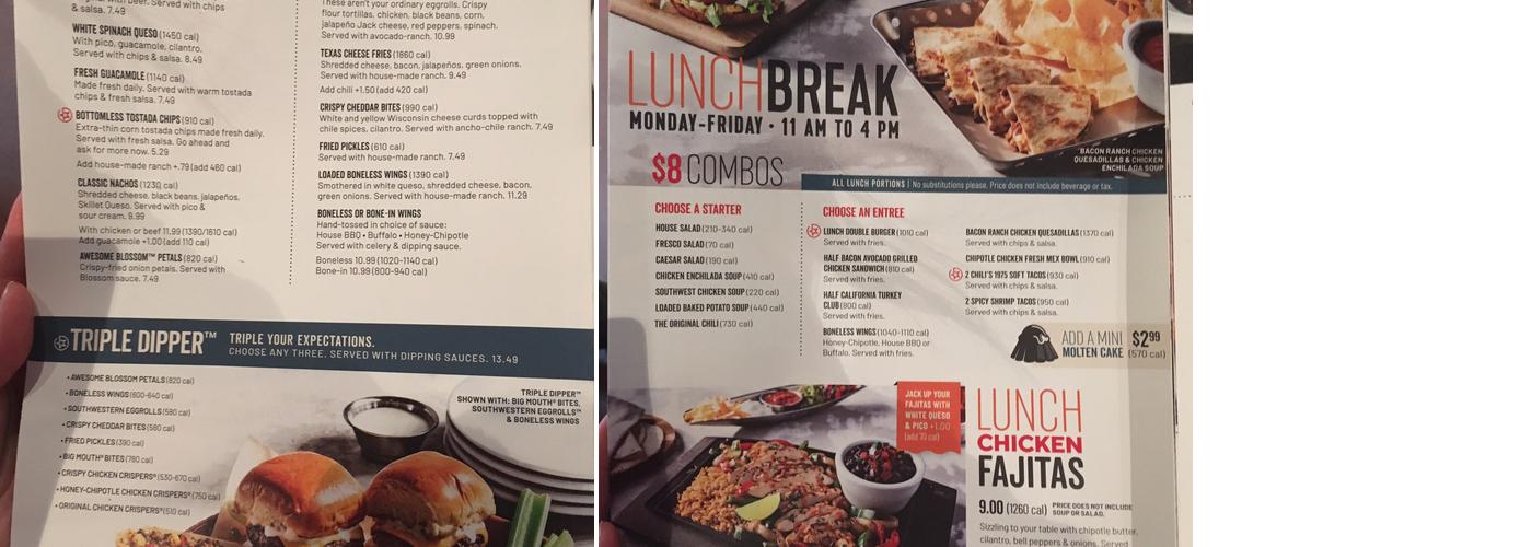 It's Just Wings Menu