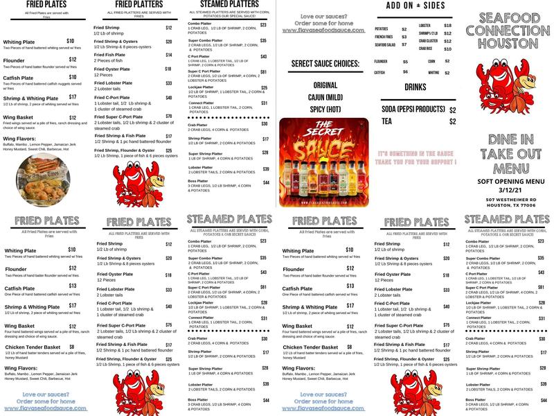 Seafood Connection Menu