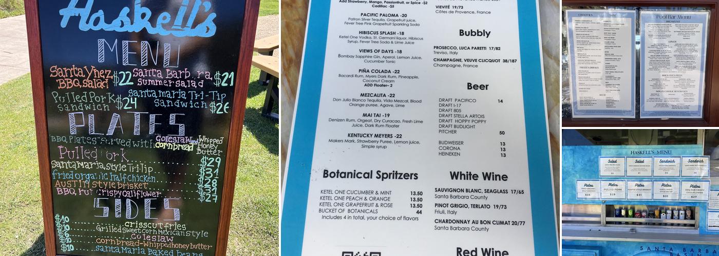 Haskell’s Poolside Bar Menu