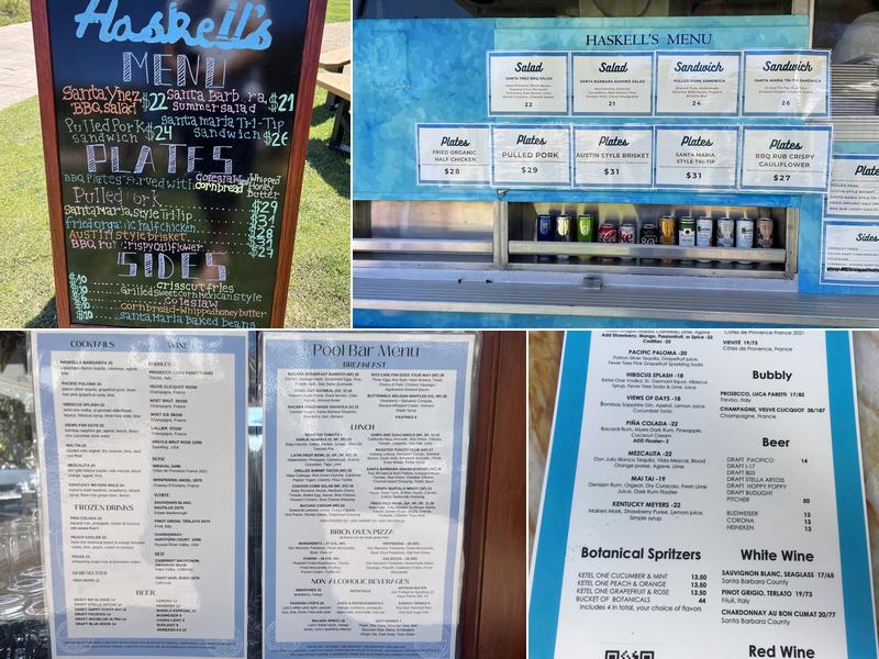 Haskell’s Poolside Bar Menu
