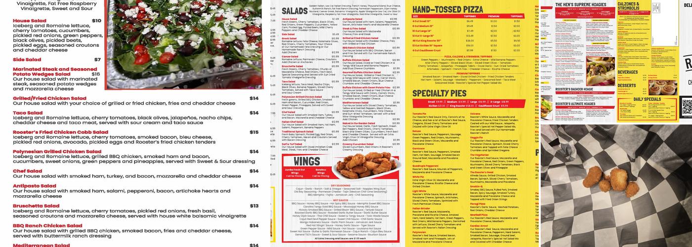 Roosters Roost Menu