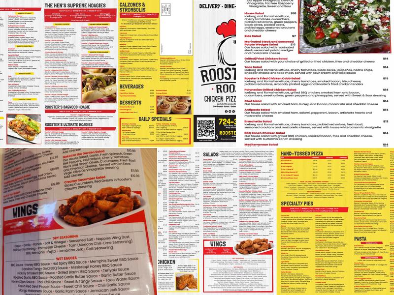 Roosters Roost Menu