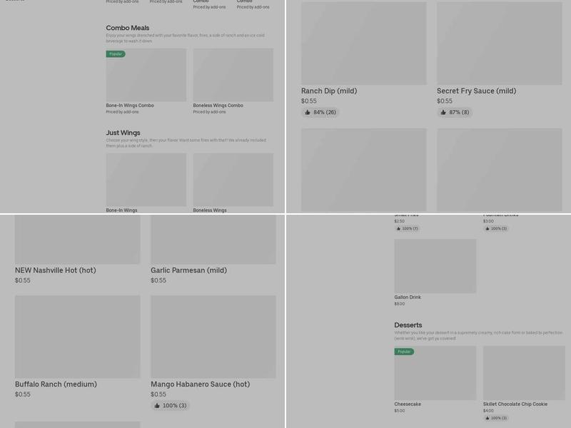 It's Just Wings Menu