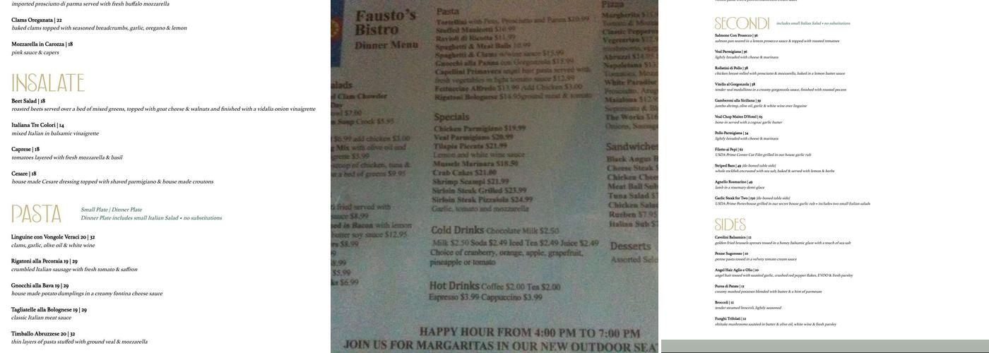 Fausto's Antipasti Menu