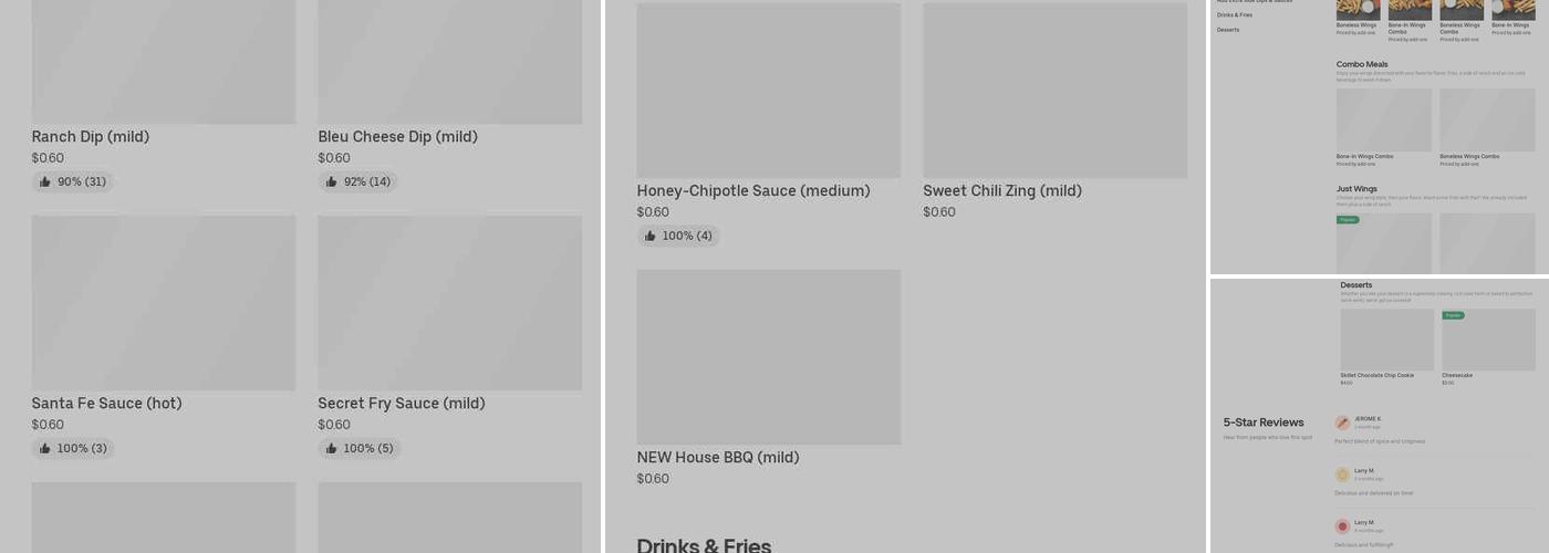 It's Just Wings Menu