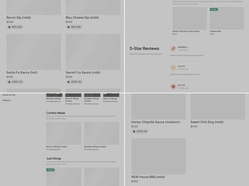 It's Just Wings Menu