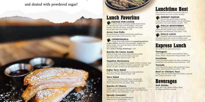 El Charro Southern Mexican Grill Menu