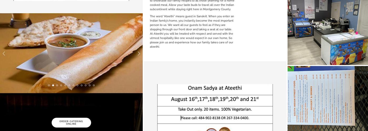 Ateethi Indian Restaurant. Menu