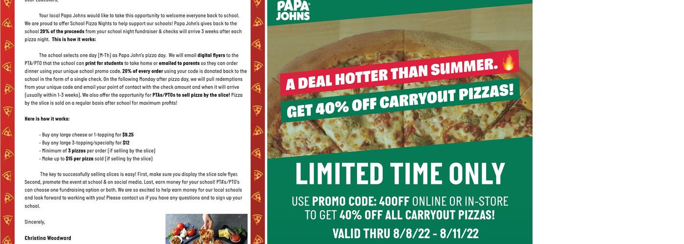 Papa Johns Pizza Menu