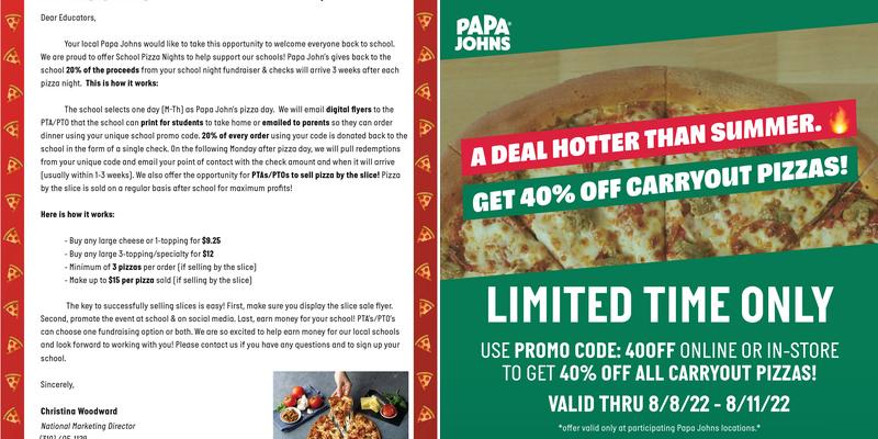 Papa Johns Pizza Menu