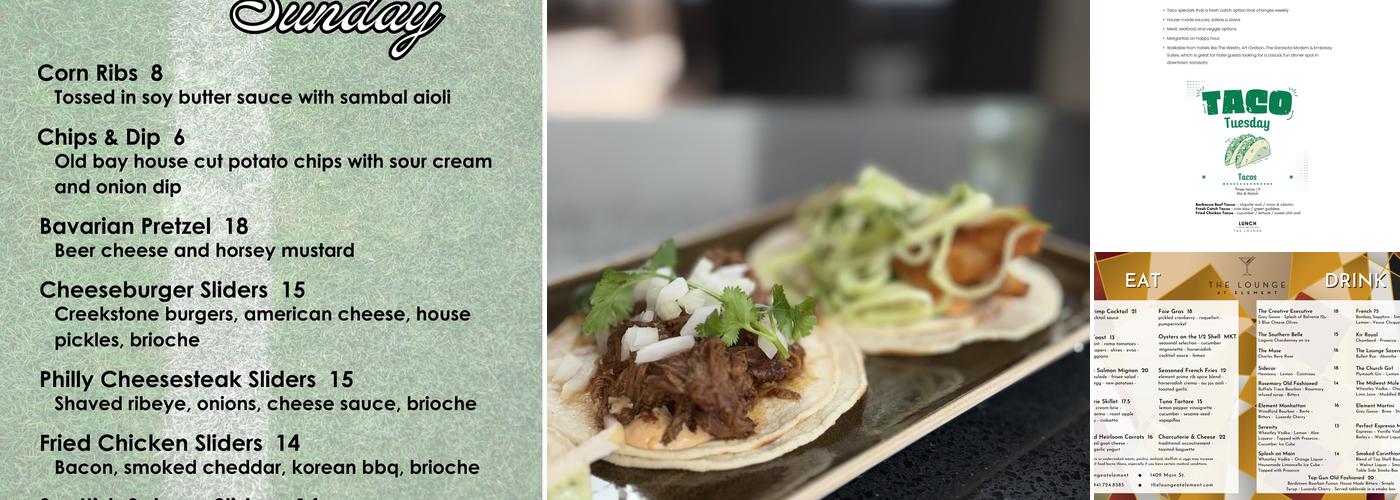 The Lounge at element Menu