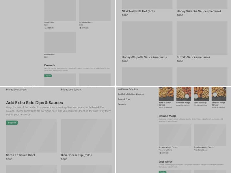 It's Just Wings Menu