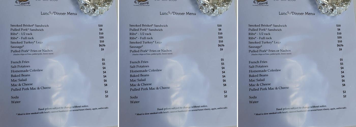 Squishy's BBQ & Catering Menu