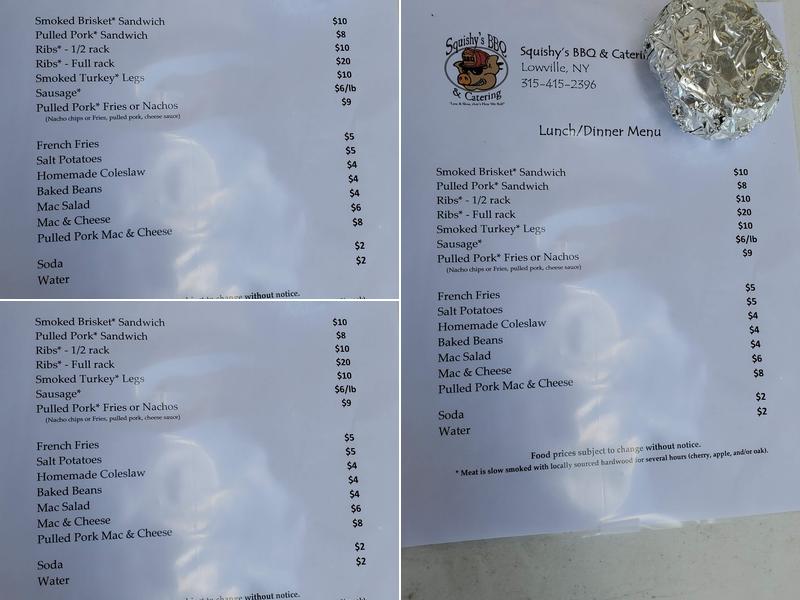 Squishy's BBQ & Catering Menu