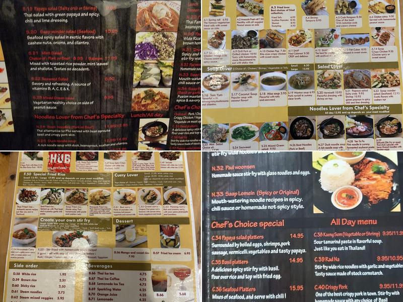Thai Saap Rice & Noodles Kitchen Menu