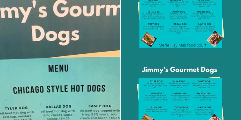 Jimmy's Gourmet Dogs Menu